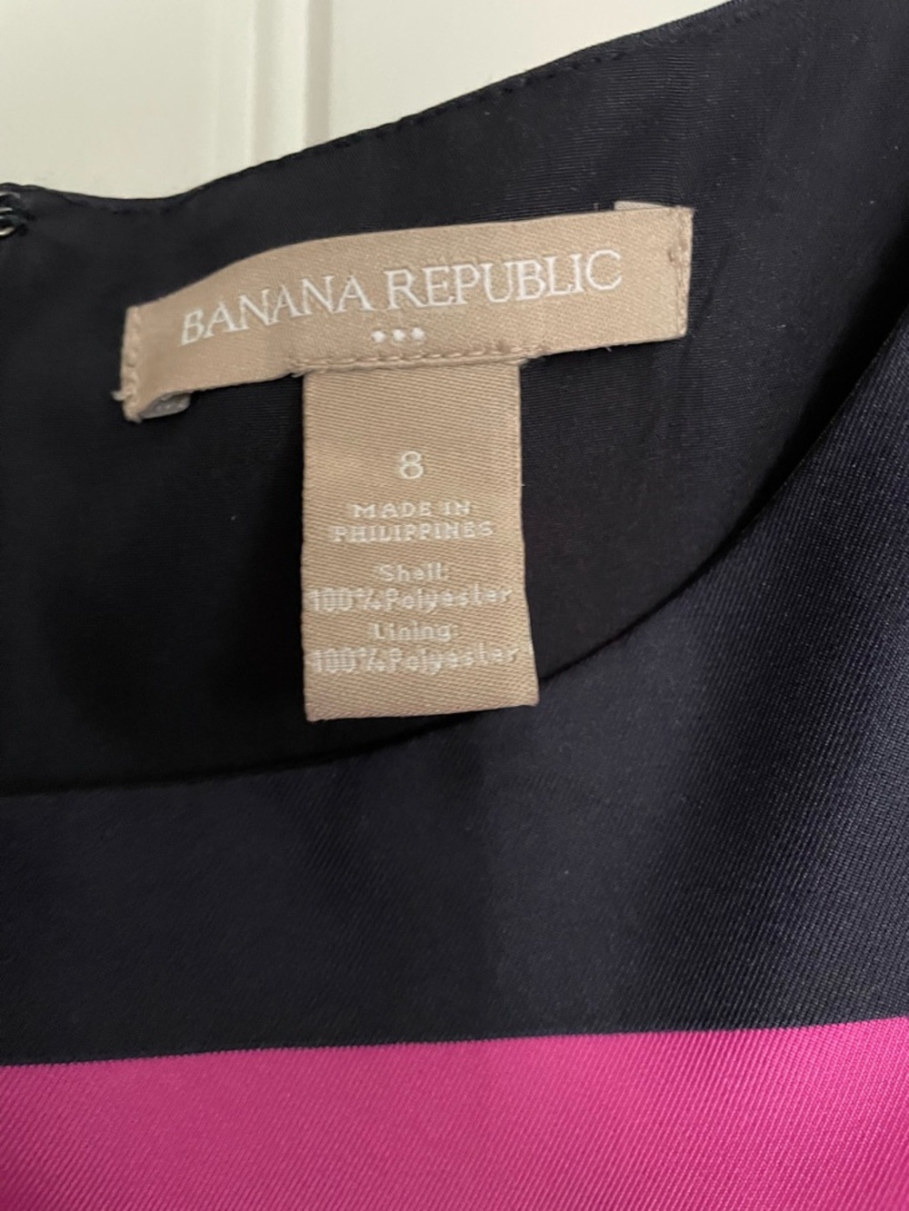 Banana Republic Pink and Navy Striped Summer Wedding Guest Dress - Picture 2 of 3